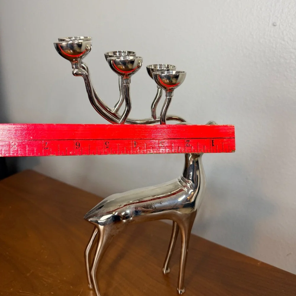 Godinger‎ Reindeer Candelabra Silverplate Christmas Holiday Decor